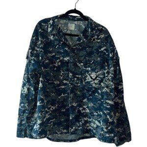 Navy Camouflage Digital Print Jacket Large Regular